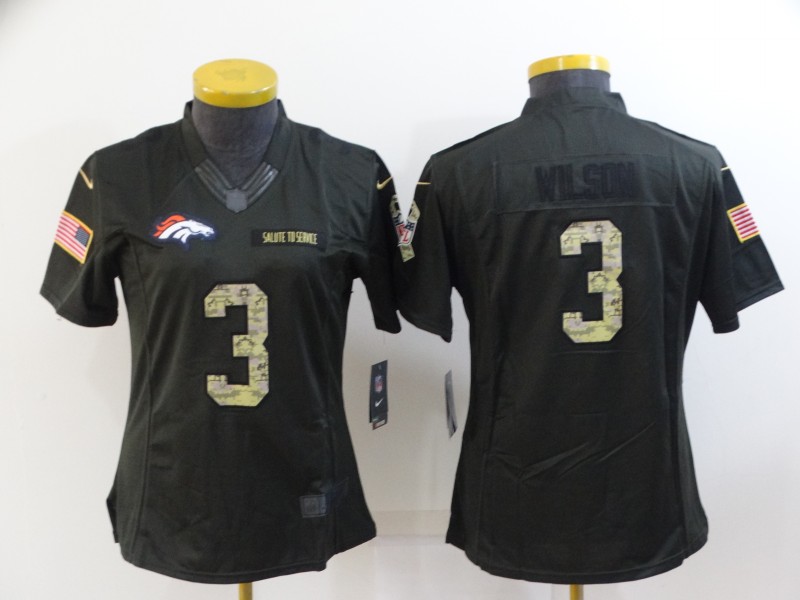 Women's Denver Broncos #3 Russell Wilson Olive Salute To Service Limited Stitched Jersey(Run Small) Women's Denver Broncos #3 Russell Wilson Olive Salute To Service Limited Stitched Jersey(Run Small)